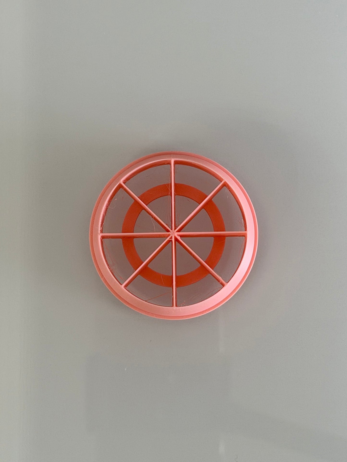 Ultra sharp polymer clay color wheel cutter with eight equal sections for measuring clay recipes.