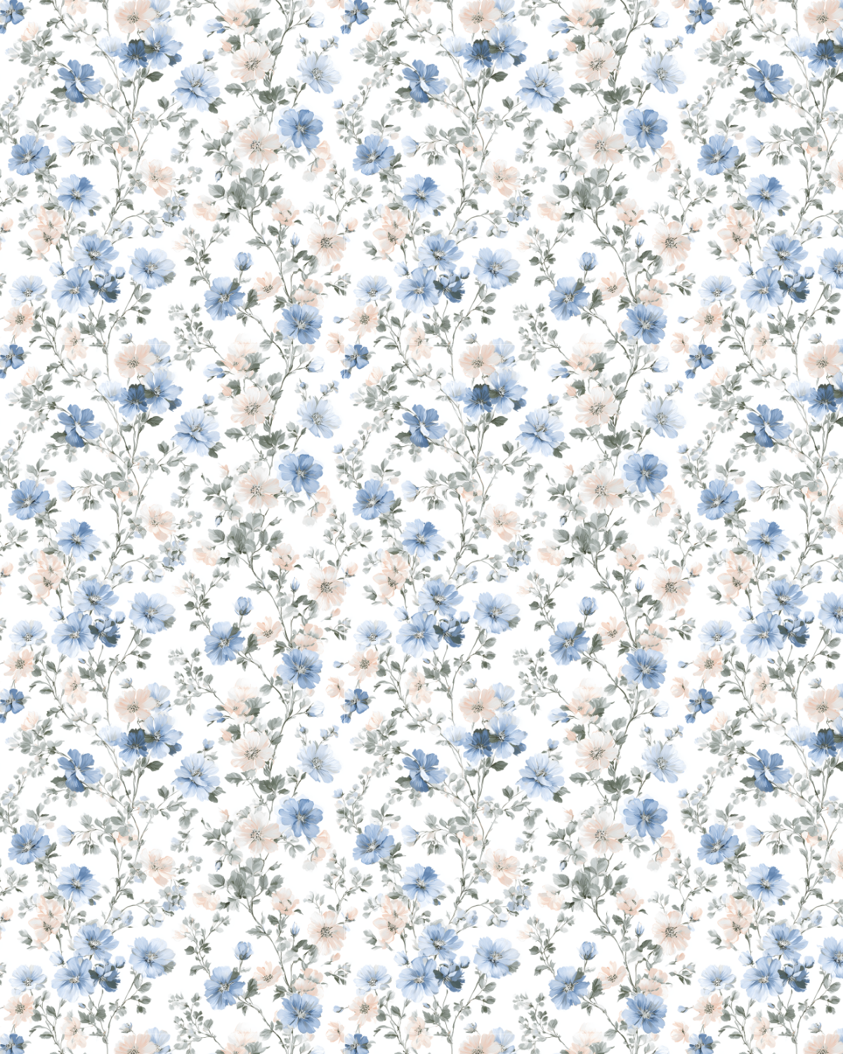 Blue Tea Garden Polymer Clay Transfer Sheet | Soft Blue Floral Pattern for Earrings