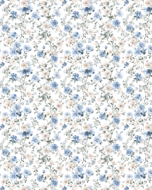 Blue Tea Garden Polymer Clay Transfer Sheet | Soft Blue Floral Pattern for Earrings