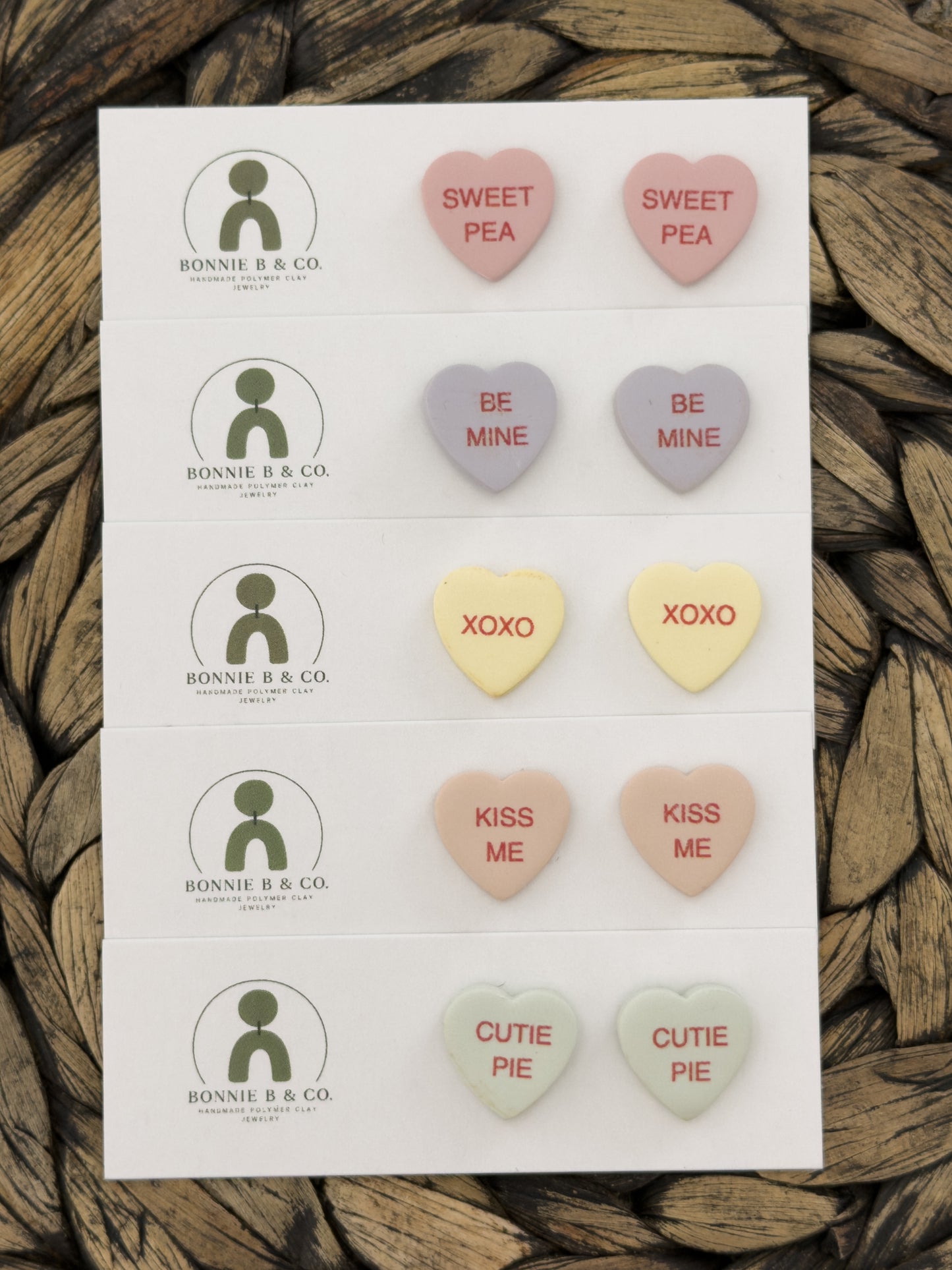Conversation Heart Earrings – Handmade Valentine’s Day Polymer Clay Earrings