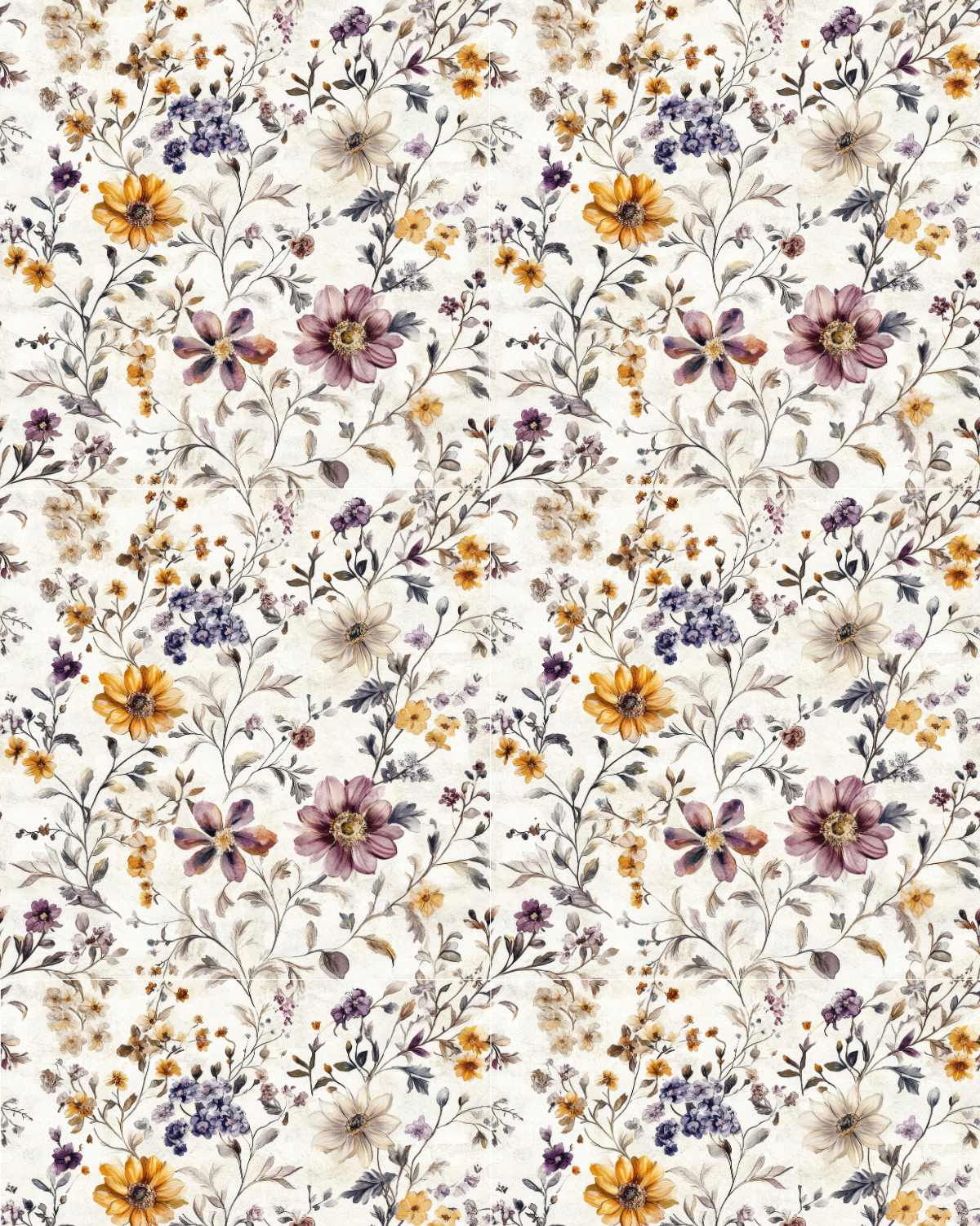 Golden Meadow Bloom Polymer Clay Transfer Sheet | Wildflower Floral Design for Earrings