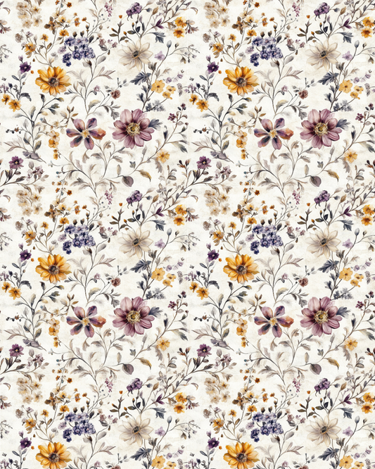 Golden Meadow Bloom Polymer Clay Transfer Sheet | Wildflower Floral Design for Earrings