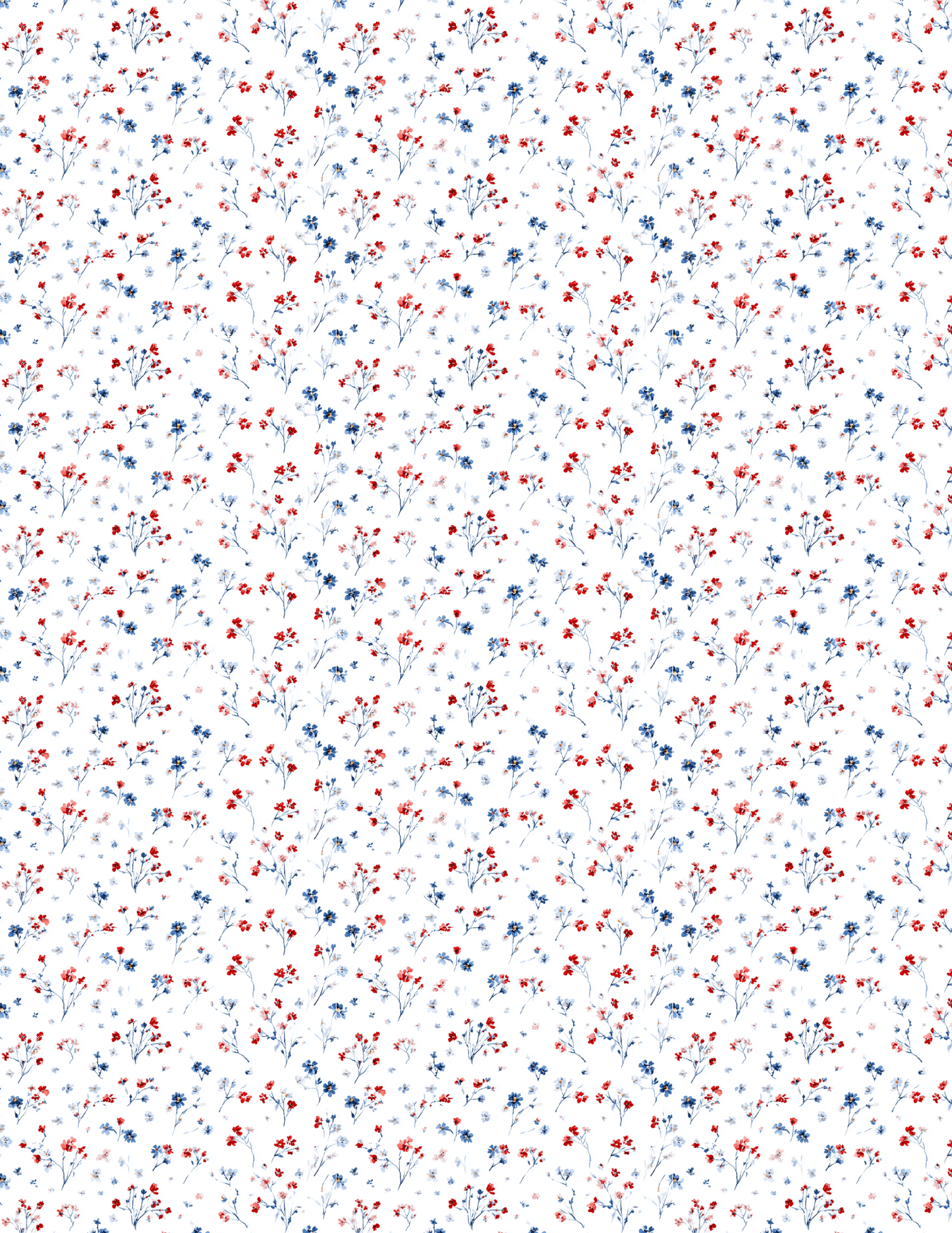 Red white and blue watercolor floral transfer sheet for polymer clay jewelry making