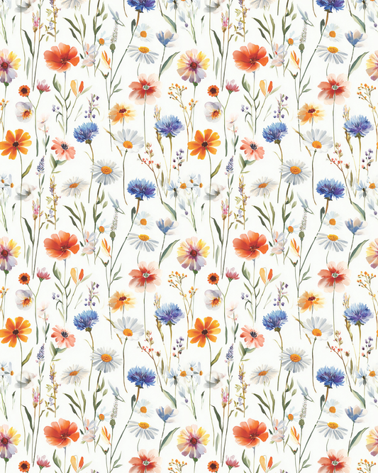This wildflower polymer clay transfer sheet features a soft botanical floral pattern in warm and cool tones, perfect for creating handmade earrings and jewelry.